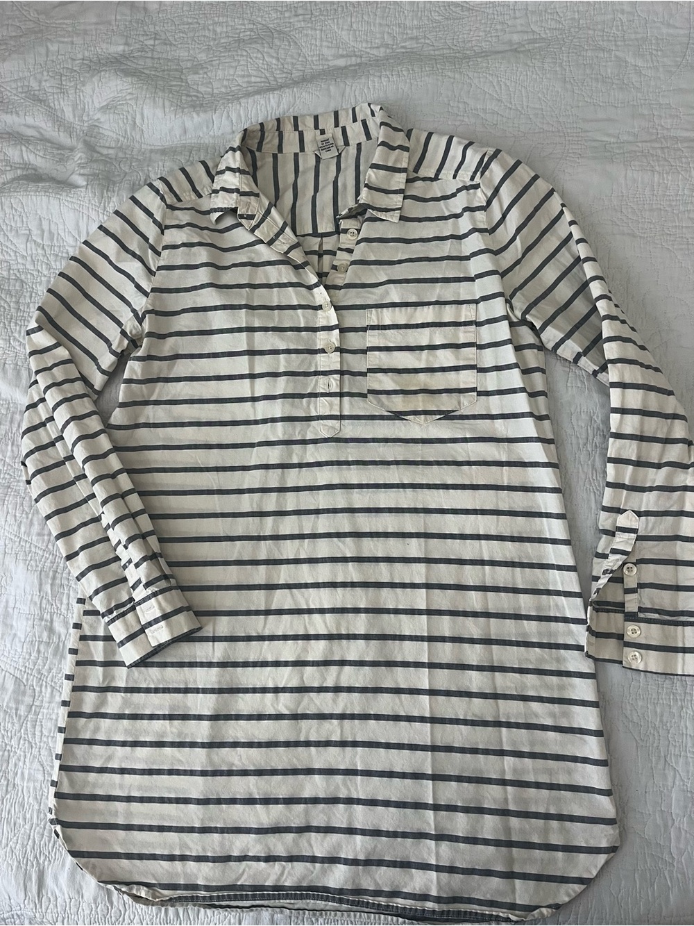 Forever 21 Cream and Navy Striped Button Shirt